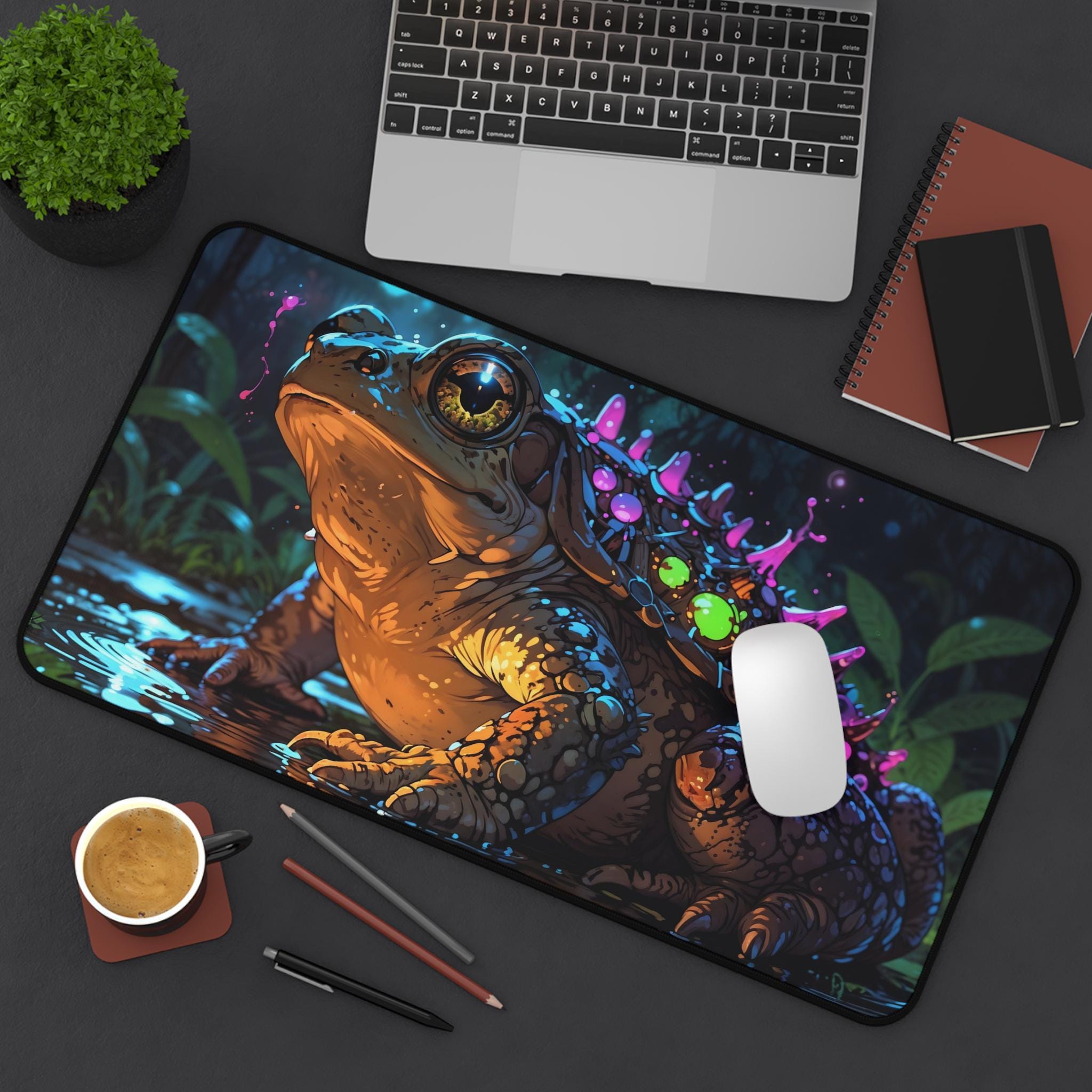 Desk Setup Workspace - Tapete de mesa fofo de sapo