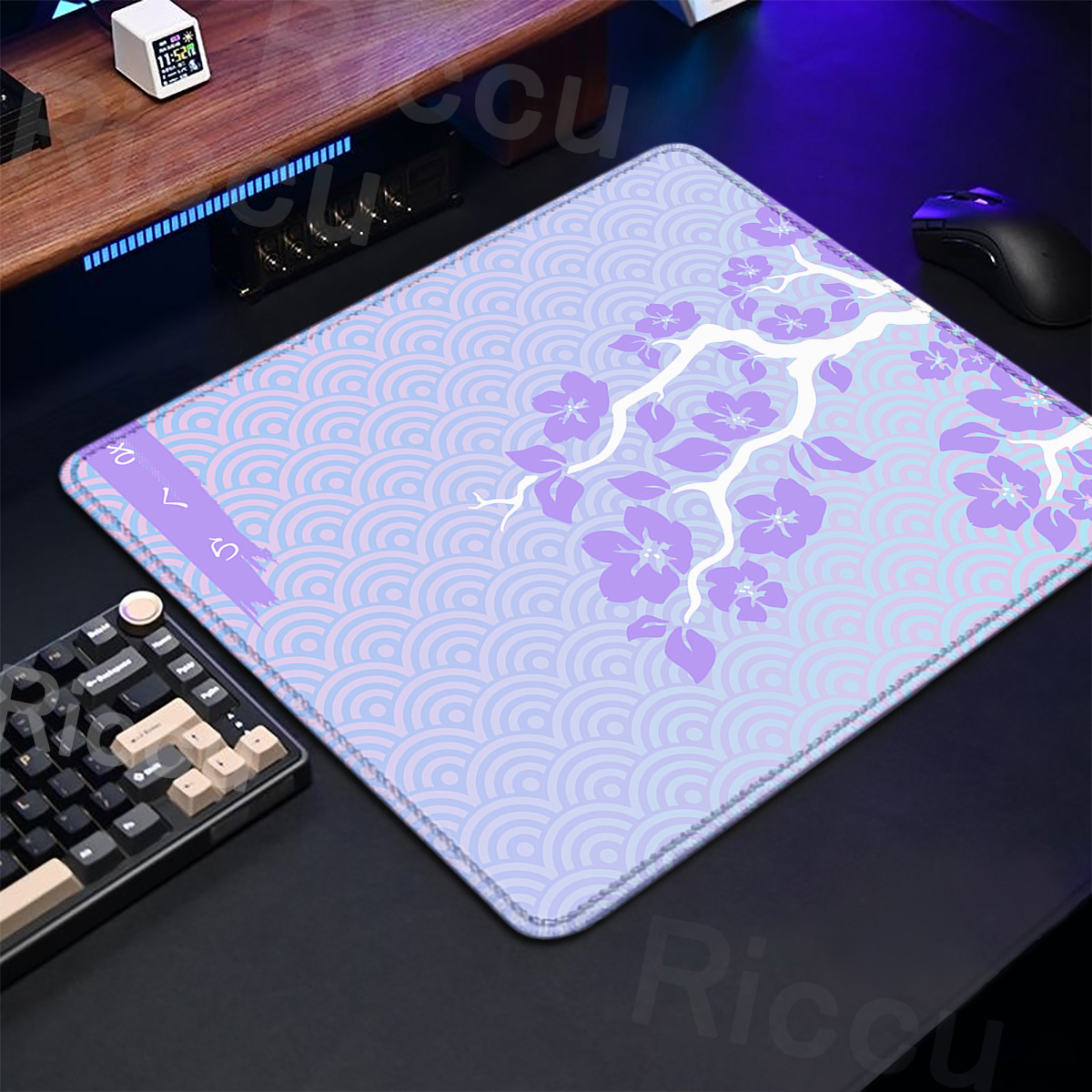 Korean Desk Setup - Roxo sakura almofada de mesa gaming