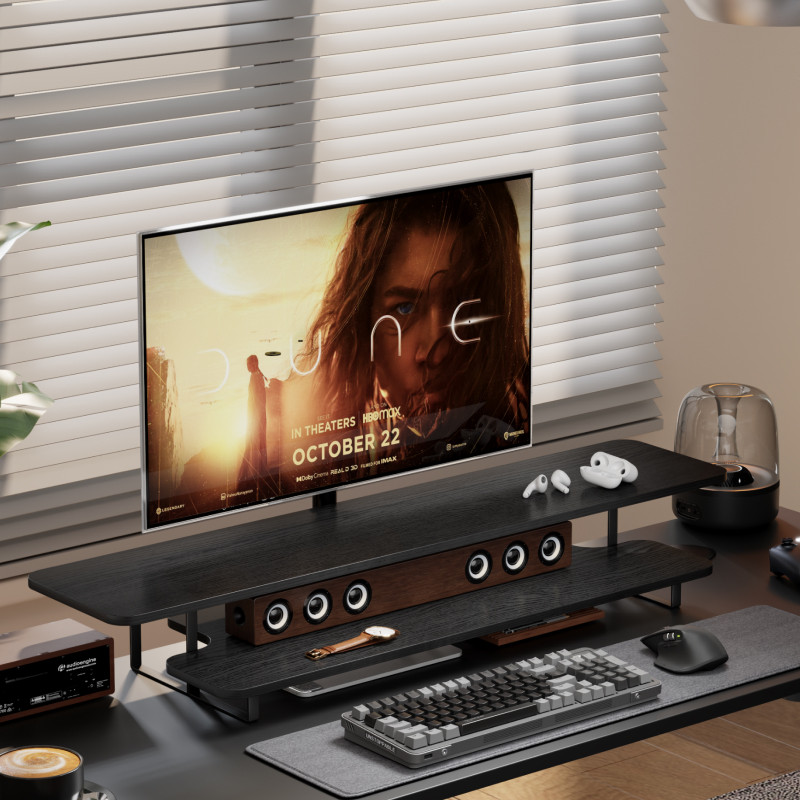 Desk Setup Monitor And Laptop - Suporte para Monitor com Acabamento em