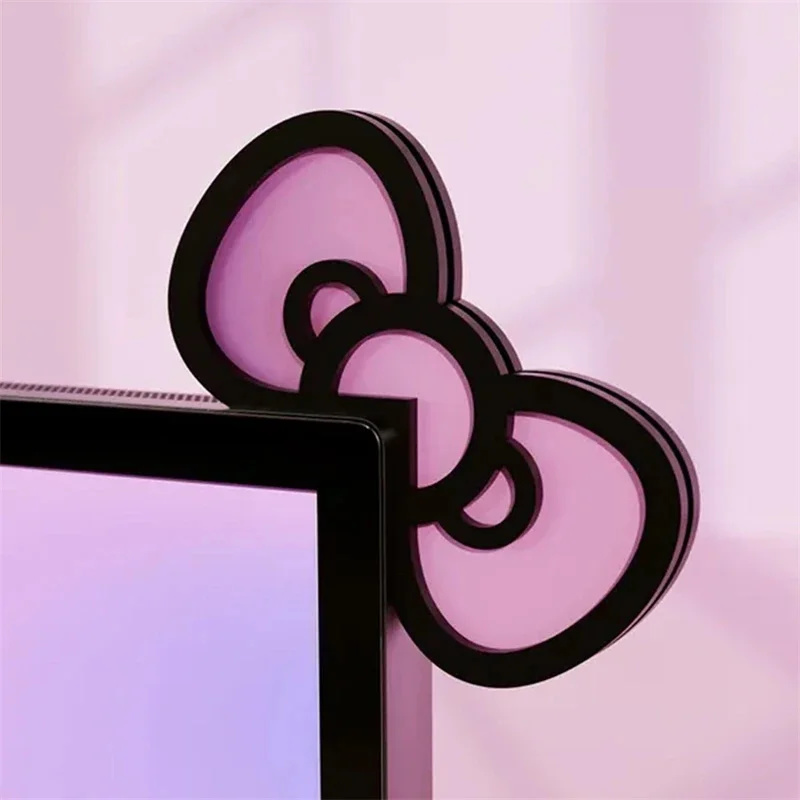 Gaming Setup Desk - Kawaii rosa acrílico arco monitor decoração