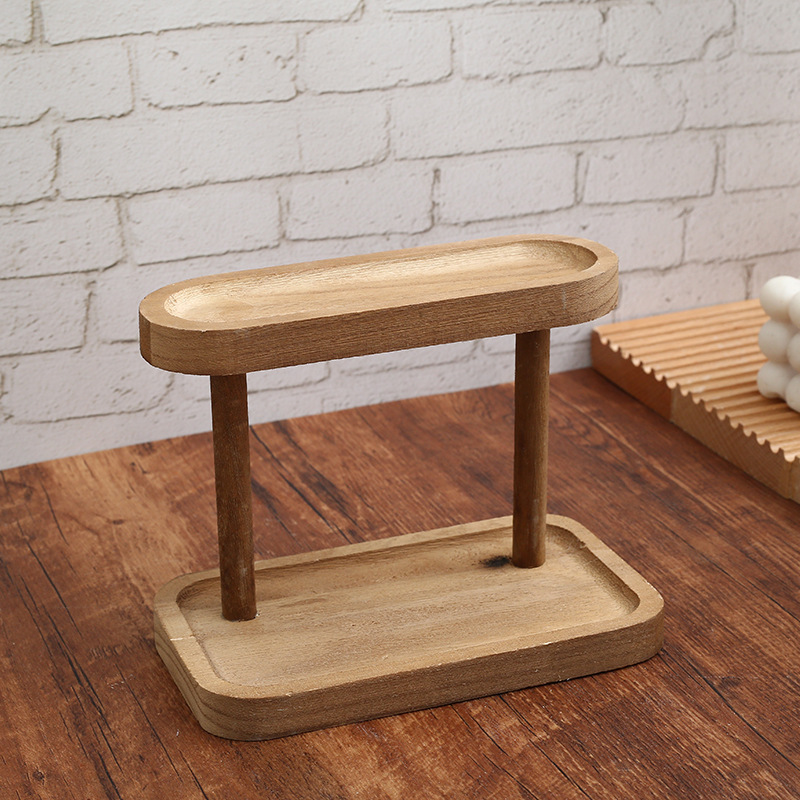 Desk Setup Productivity - Prateleira de Armazenamento de Madeira Quente