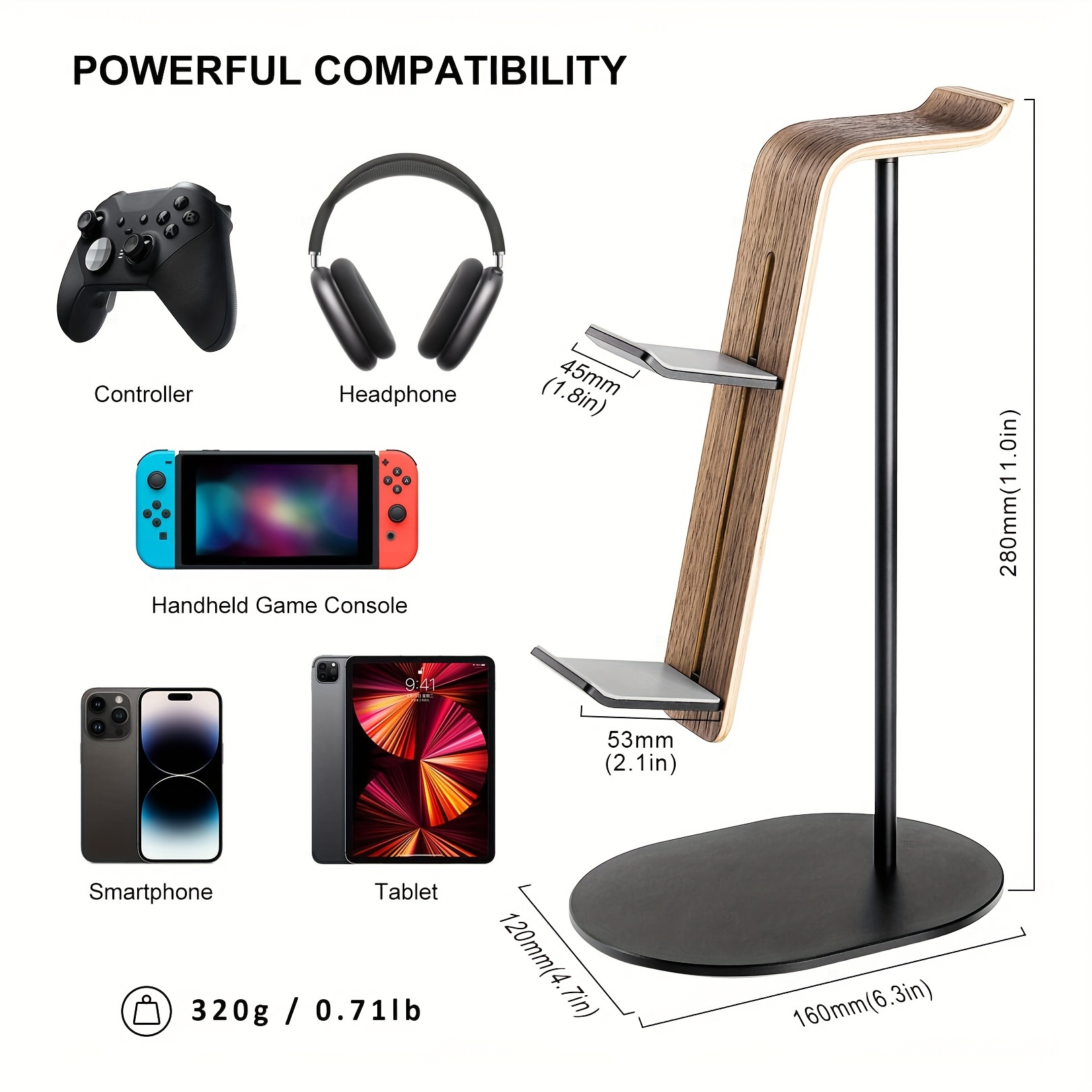 Gaming Setup Desk - Suporte de madeira para controle e