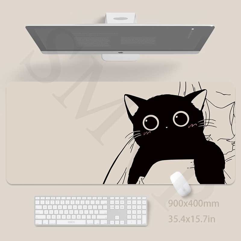 Gato grande tapete de mouse bo - Korean Desk Setup avaliação e preço