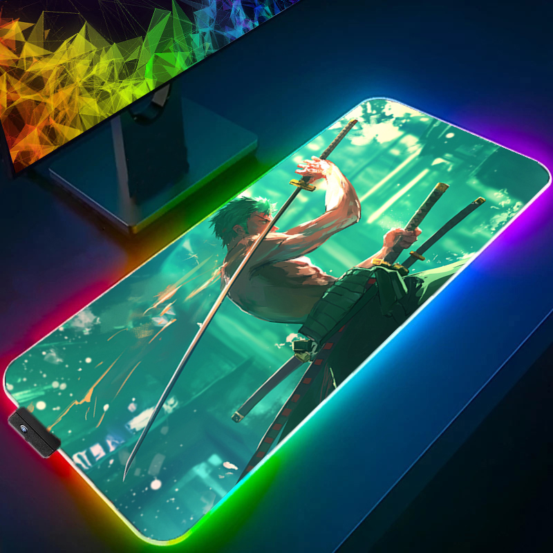 Uma peça zoro mouse pad rgb ac - Desk Setup Accessories avaliação e preço