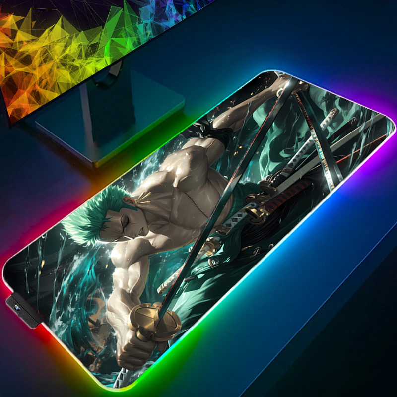 Uma peça zoro mouse pad rgb ac - Desk Setup Accessories avaliação e preço