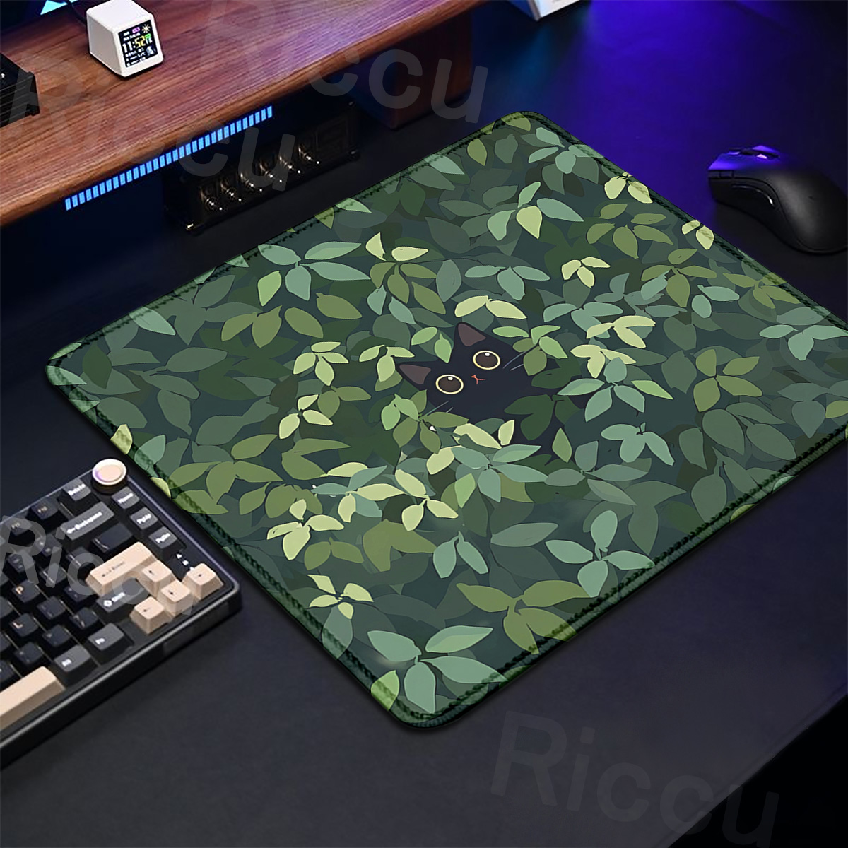 Kawaii gato preto mousepad 18x - Korean Desk Setup avaliação e preço